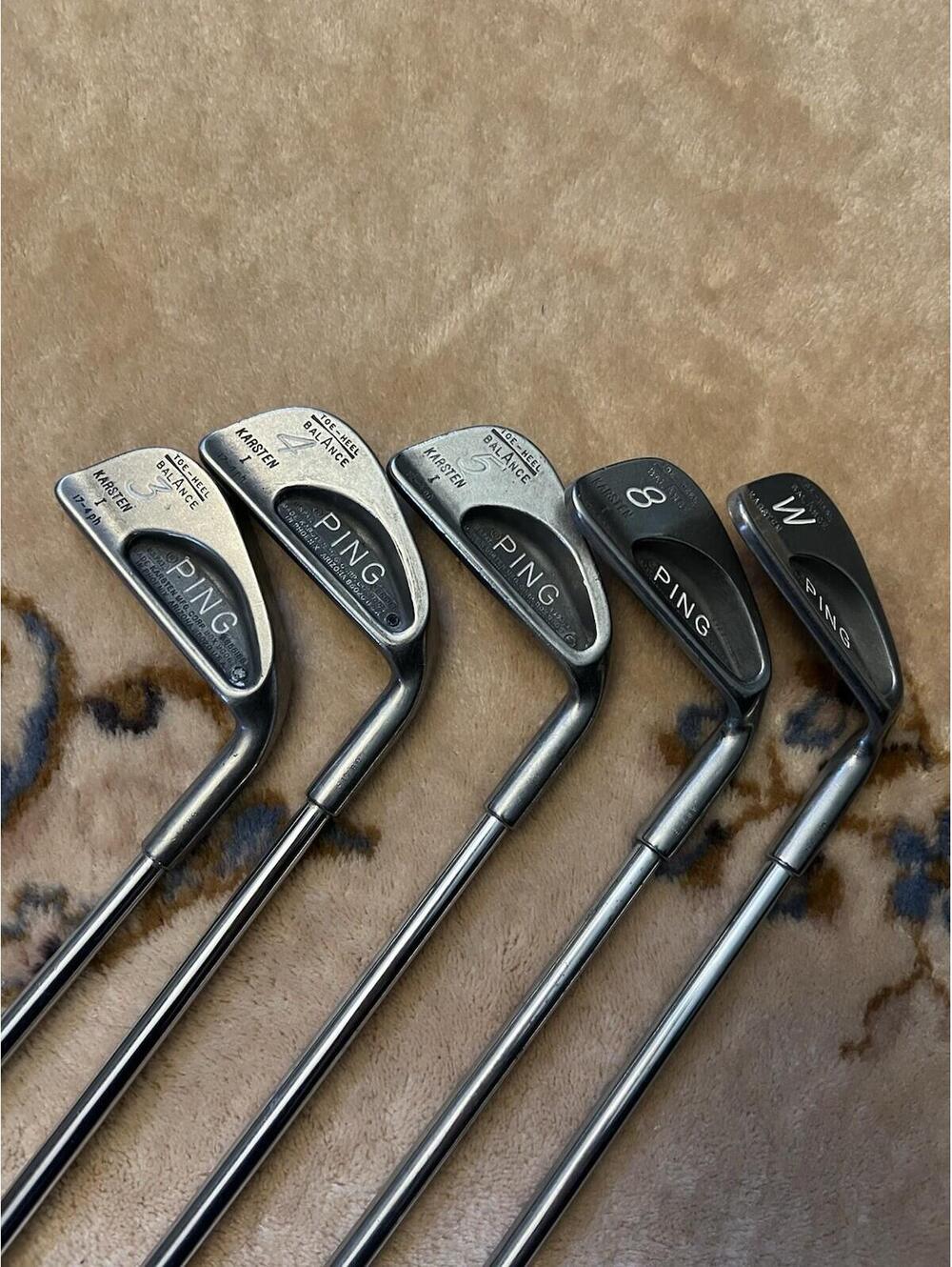 Vtg Ping Karsten I Iron Set 3 4 5 8 W Black Dot Heel-Toe Balance Steel Shaft RH